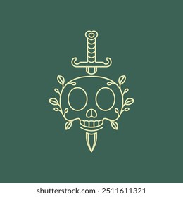 skull head logo design vintage vector