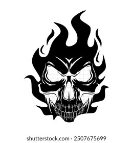 skull head logo fire vector cool simple modern