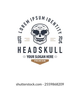 skull head logo simple design vintage retro pirate emblem illustration template