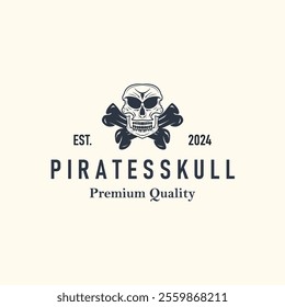 skull head logo simple design vintage retro pirate emblem illustration template