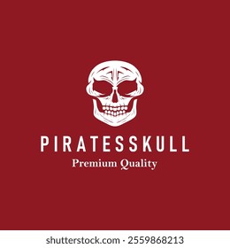 skull head logo simple design vintage retro pirate emblem illustration template