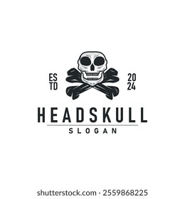 skull head logo simple design vintage retro pirate emblem illustration template
