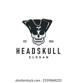skull head logo simple design vintage retro pirate emblem illustration template