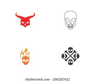 Skull head logo and symbol vector