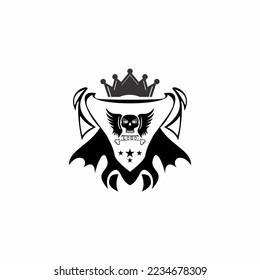 vector de logotipo de cabeza de cráneo en fondo blanco y negro (archivo eps)