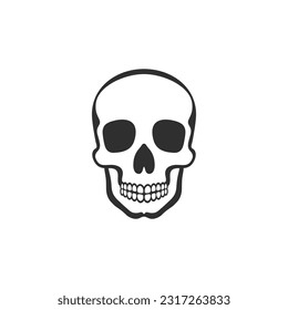 Skull head logo vector of bone face silhouette Clipart, halloween symbol, Calavera icon, skeleton tattoo. isolated on white background.