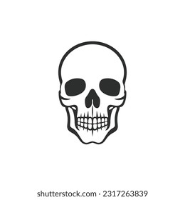 Skull head logo vector of bone face silhouette Clipart, halloween symbol, Calavera icon, skeleton tattoo. isolated on white background.