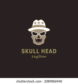 Skull head logo. Vector illustration template design