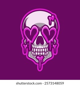 Skull Head In Love Mascot Vector Illustration is perfect for your brand business