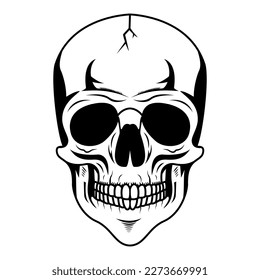 Skull head mascot logo line art