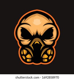 Skull Head Mascot Logo for Sport V2 and Esport isolated on dark Background