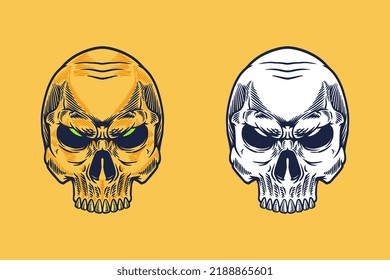 skull head mascot vector illustration cartoon style