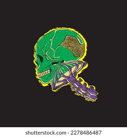 skull head with mashromm vector ilustration