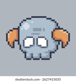 skull head monster in pixel art style with isolated background