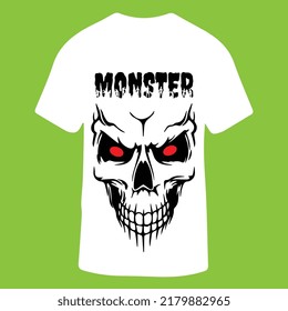 Skull head monster style for T-shirt. human skulls design for T-shirt. human skulls design for T-shirt art vector illustration.