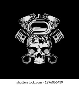 Skull Head Motorcycle Engine Piston Vector Stock Vector (Royalty Free ...