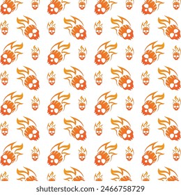 Skull head obtainable trendy multicolor repeating pattern vector illustration design