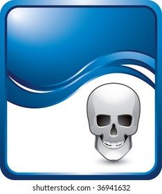 skull head on blue wave backdrop