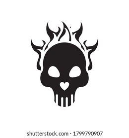 skull head on fire silhouette style icon vector illustration design