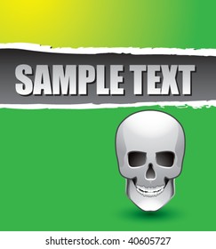 skull head on green ripped banner