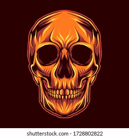 skull head on red dark background close mouth vector illustration artwork design