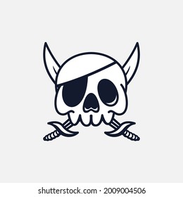 Skull Head One Eye Pirate Vector Illustration Design