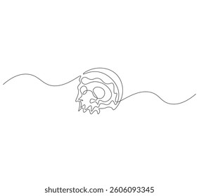 Skull head outline drawing illustration. Continuous line draw of skull head vector.