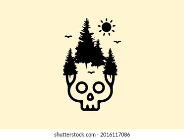Skull head with pine trees design