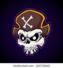 Skull head pirate cartoon vector illustration