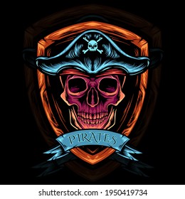 skull head pirates illustration for your merchandise or business
