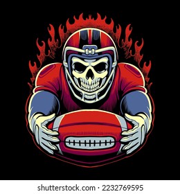 the skull head play rugby illustration