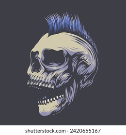 skull head punk vector illustration