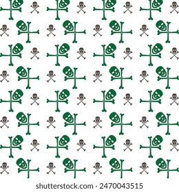 Diseño de Ilustración vectorial de patrón repetitivo multicolor de moda razonable cabeza de cráneo