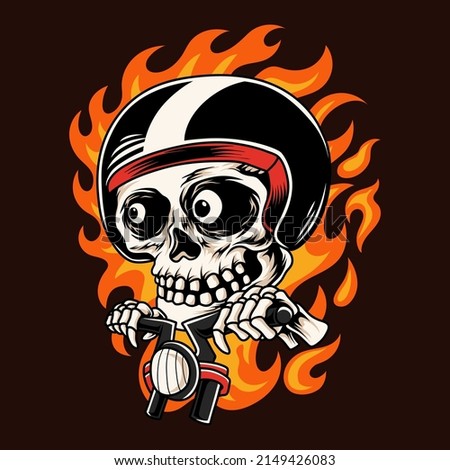 Skull head riding a bike 