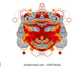 skull head with sacred geometry pattern
