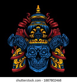 skull head of samurai japanese culture