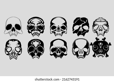 Skull-Head-Set-Vektorgrafik