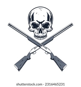 skull head and shotgun drawing