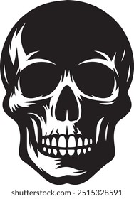 Skull head silhouette vector art illustration