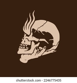 Skull head simple style design. vector illustration