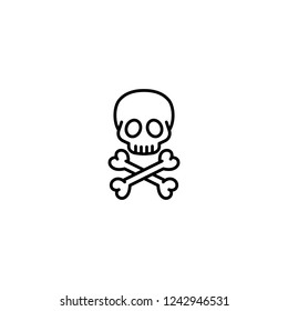 skull head skeleton line black icon on white background