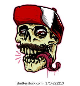 skull head with snap back vector illustration