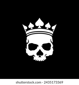 Skull Head with spades Crown Illustrations Logo Design