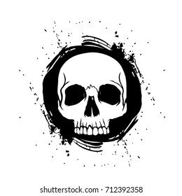 Skull Head with splatter illustration gaming mascot
