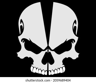 SKULL HEAD SPLITED LOGO ILLUSTRATION