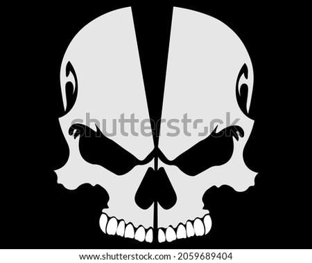 SKULL HEAD SPLITED LOGO ILLUSTRATION