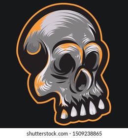 Skull Head Spooky Monster Halloween - Vector Art & Ilustration