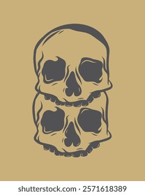 Skull head stacked clip art illustration vector collection t shirt design tattoo style sticker print art isolated editable