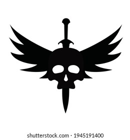 skull head swod and wings vector design