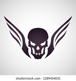 Skull head tattoo logo icon design, vector illustration